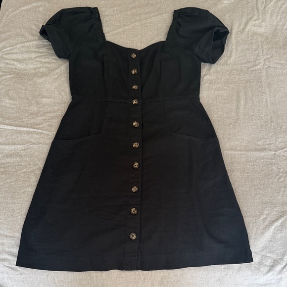 Madewell Black Button-Front Mini Dress - Picture 2 of 4